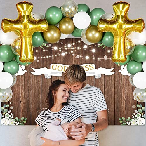 75 Pieces First Communion Decorations Included Backdrop Tablecloth Balloons - Picture 6 of 8