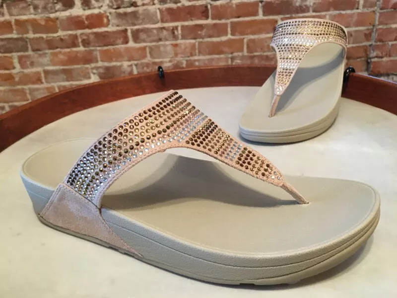 FitFlop Gold Multi Crystals Flare Strobe Toe Post Thong Sandal 5
