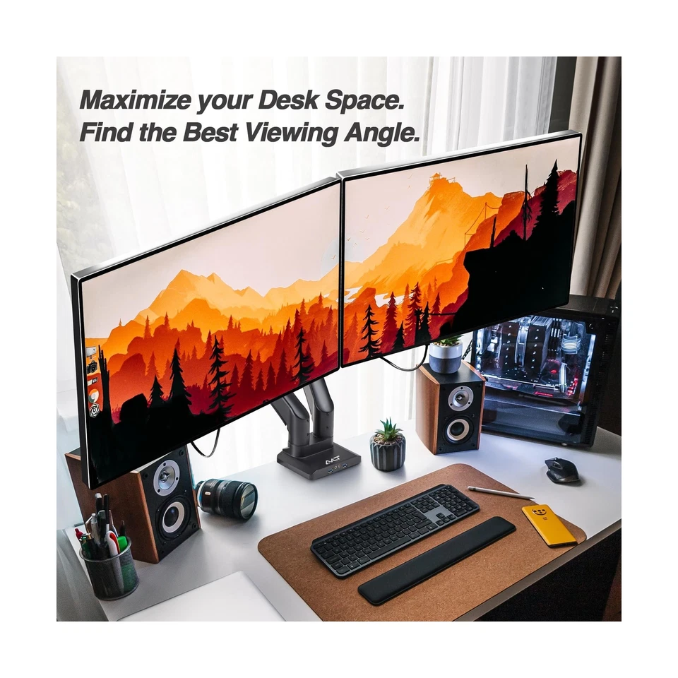 AVLT Dual 13"-43" Monitor Arm Desk Mount fits Two Flat/Curved Monitor Full Mo... - Image 3 of 4