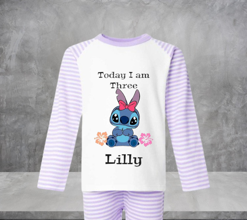 Personalised childrens birthday pyjamas Stitch (Lilo & Stitch) Theme