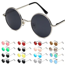 Round Polarized Sunglasses Retro Men Women Metal Frame Circle Sun Glasses Shades