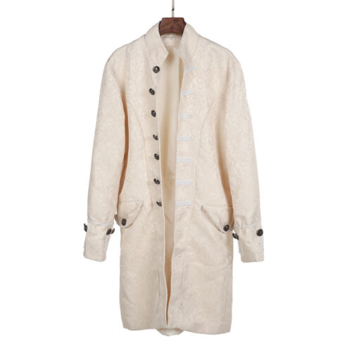 Men's Print Coat Tailcoat Jacket Gothic Frock Coat Uniform Costume Praty Outwear - Picture 1 of 30