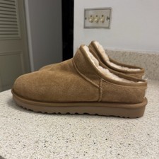 UGG Classic Slip-On Brown Suede Shearling Women's Slippers US Size 10