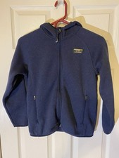 LL BEAN Kids Full Zip Fleece Lined Hooded Jacket Size 8 Navy Blue