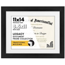 Americanflat 11x14 Diploma Frame with Shatter-Resistant Glass - 11X14, Black