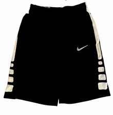 Nike Boys YXL Long Athletic Mesh Shorts Black White Elastic Waist Lightweight