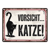 Vorsicht Katze Metallschild In 15X20 Cm