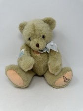Dakin 10" Stuffed Sitting Jointed Cherished Teddies Bear Pale Blue Bow VTG 1994