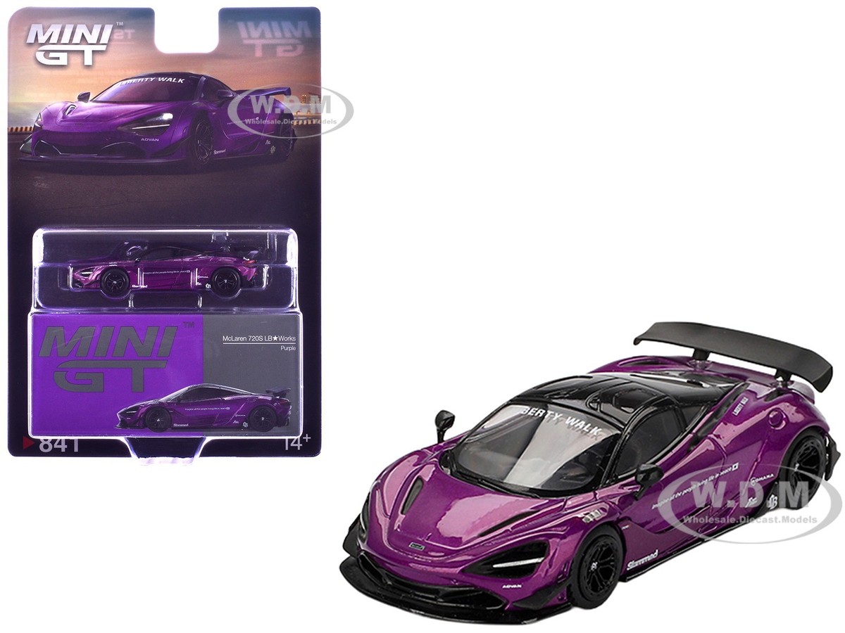 MCLAREN 720S LB-WORKS PURPLE 1/64 DIECAST MODEL CAR BY MINI GT