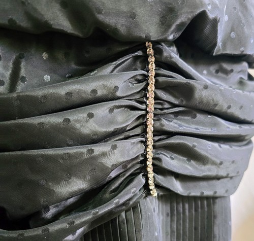 Wild Rose Sydney Vintage Dress s.10/8 80's Black Satin Draped Runched Evening - Picture 5 of 10