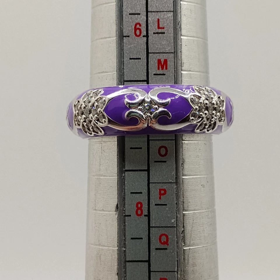Anillo de plata de ley Hidalgo esmalte púrpura talla 7 Foto 4 de 4