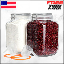 Square Super Wide Mouth Airtight Glass Storage Jars 2PK 1.1 Gallon