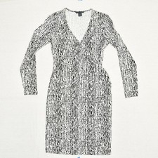 Banana Republic Women Sheath Dress V Neck Stripe Polyester Gray Size Sp Stretch