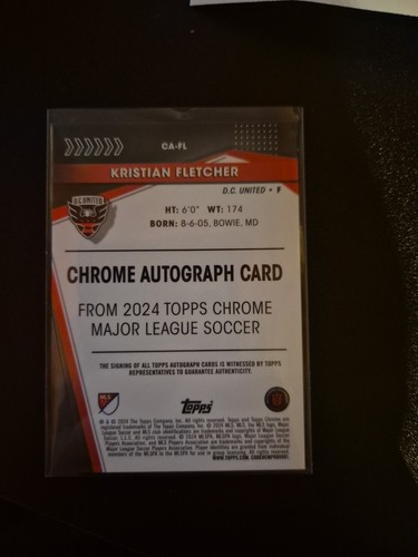 Topps Chrome MLS 2024 - Kristian Fletcher Autograph - D.C. United- CA-FL - Bild 2 von 2
