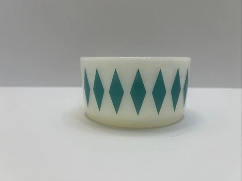 Vintage Fire King Harlequin Turquoise Milk Glass Cereal Bowl MCM