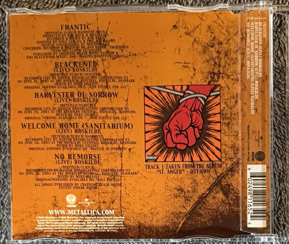 Metallica Frantic CD Single 2003 W/live Tracks Roskilde Festival - Bild 3 von 3