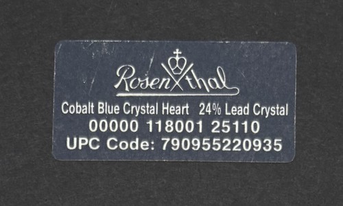 Rosenthal Faceted Glass Heart Paperweight Cobalt Blue LOVE ExCond BOXED 24% LC - Picture 12 of 16