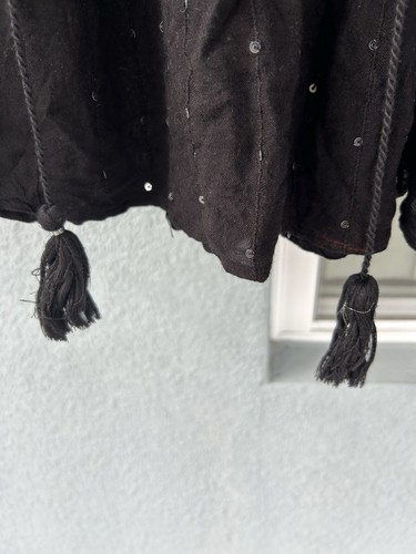 Zara Velvet Sequins Boho Tassel Tie Top Size XL - Picture 3 of 5