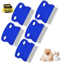 5 Pack Flea Lice Comb, Stainless Steel Dog Cat Grooming Combs with Rounded Teeth