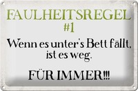 Schild Blech 30X20Cm - Made In Germany - Spruch Faulheitsregel 1 Retro Metall De