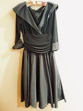 Eliza J Black Portrait Collar Ruched Fit Flare Dress 10 Rhinestone Cuff Cocktail