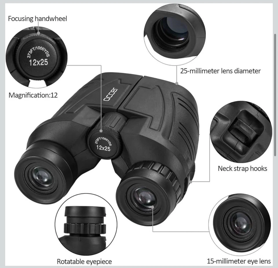Occer 12x25 Compact Binoculars for Adults and Kids, Large Eyepiece... - Image 4 of 4