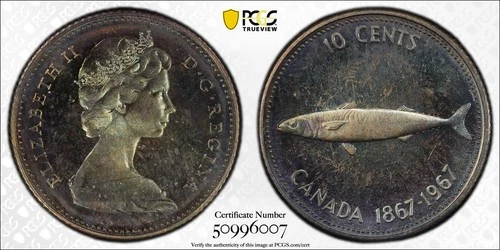 1967  Canada Dime PCGS PL-65 - Proof LikeMS-65 - Confederation Centennial