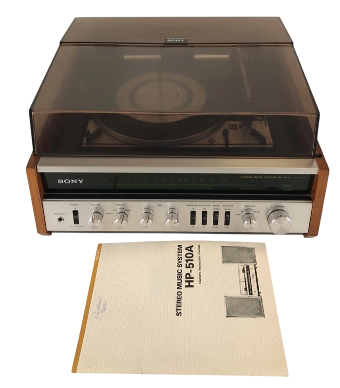 Sony Stereo HP-510A Music System 1974 Turntable 2 Speakers SS-510