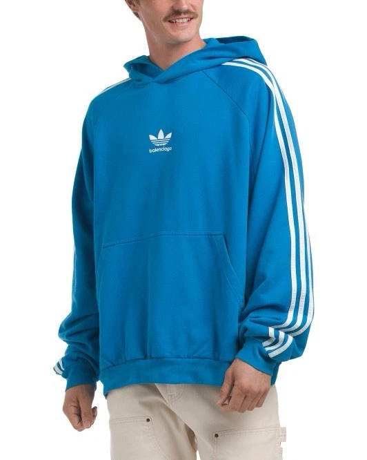 Balenciaga — 100%  AUTHENTIC BRAND NEW ADIDAS BALENCIAGA HOODIE SIZE 2 BLUE AND WHITE