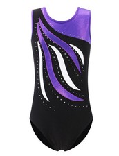 BAOHULU Leotards Girls Gymnastics Embroidery Shiny Aqua Rose Diamond Dance Cl...