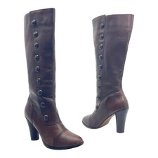 Vintage 00's Matisse Womens 10 Leather Side Studded Knee High Boots (brown)