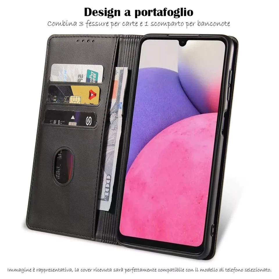 Custodia Cover a Libro Samsung Galaxy Vari modelli in Ecopelle qualità T - Immagine 4 di 4