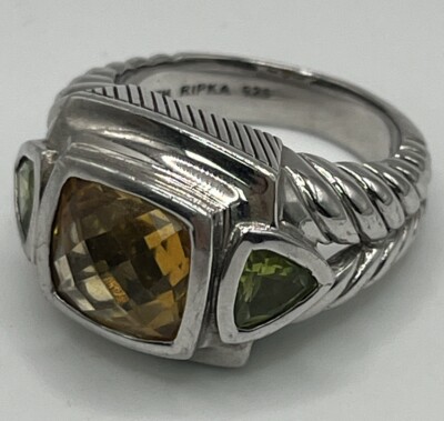 Judith Ripka Sterling Silver 925 Yellow Citrine Green Peridot Ring