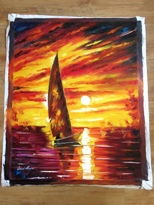 LEONID AFREMOV: ORIGINALES ÖLGEMÄLDE ''FAST SAIL'' 60x75cm MIT ZERTIFIKAT