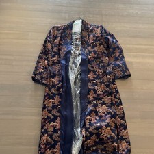 Authentic Chinese Women s Robe In Dark Blue W Asian Print m Also In Turquoise