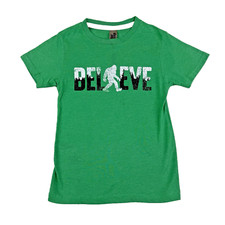 Boys Short Sleeve T-Shirt Instant Message, Green, Believe in Bigfoot, Size 4T