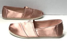 TOMS Pink Satin Flats Girls Slip On Shoes Size 5.5 Youth US 10012676