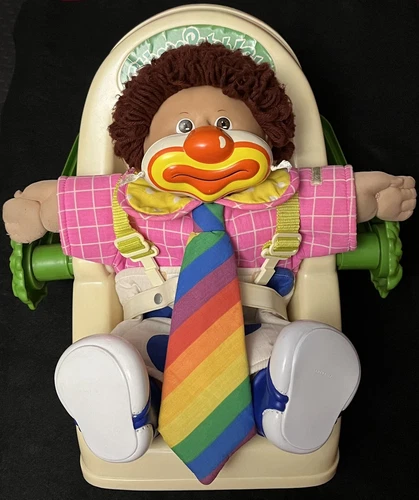 Cabbage Patch Circus Kids Clown Brown Eyes Rainbow Tie Suspenders Shoes Carrier