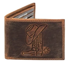 Men's Western Wallet Genuine Leather Hand Crafted Bifold Cowboy Rodeo Wallet