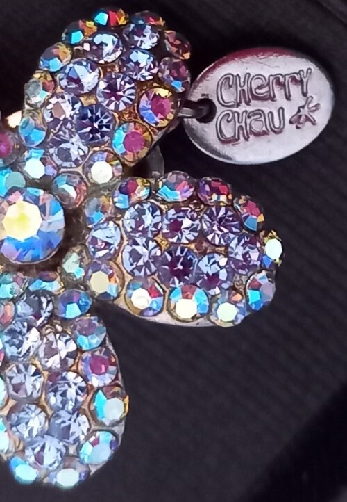 CHERRY CHAU DESIGNER SPARKLING BLUE AURORA SWARVOSKI CRYSTAL SIGNED