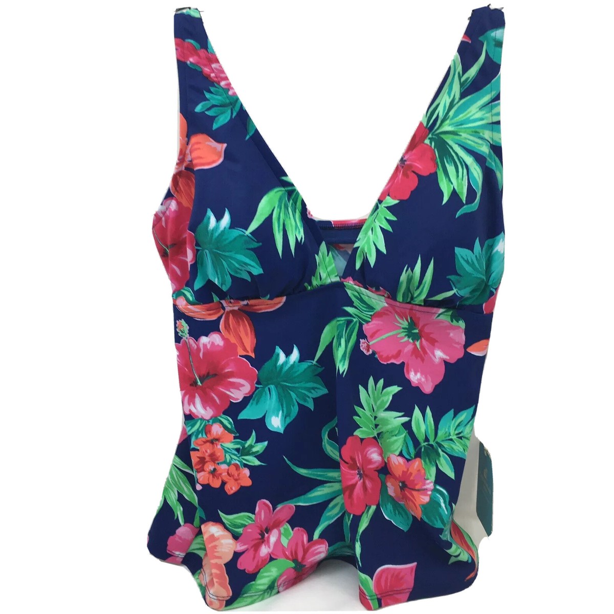 Tankini Top Bathing Suit Marine Blue NWT Caribbean Joe Swimwear Sz