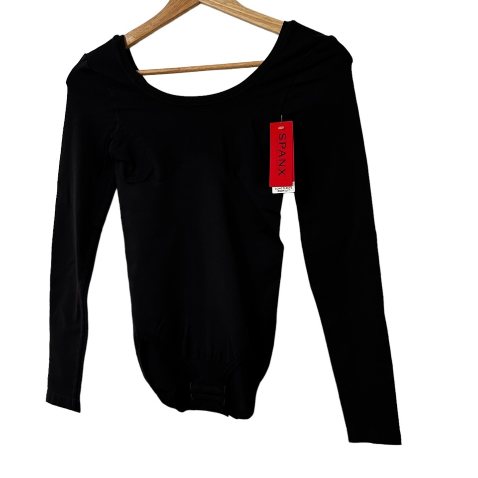 Spanx Long Sleeve Base Bodysuit in Very Black New With Tags Size Small