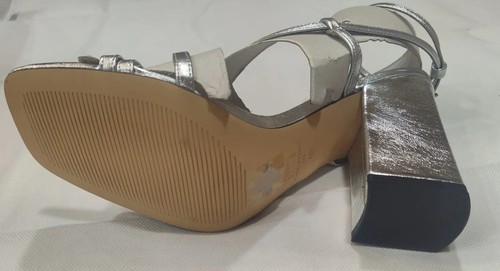 Marc Fisher Mledalyn Silver Ankle Strap heels Sandals Size 7.5 - Picture 10 of 11
