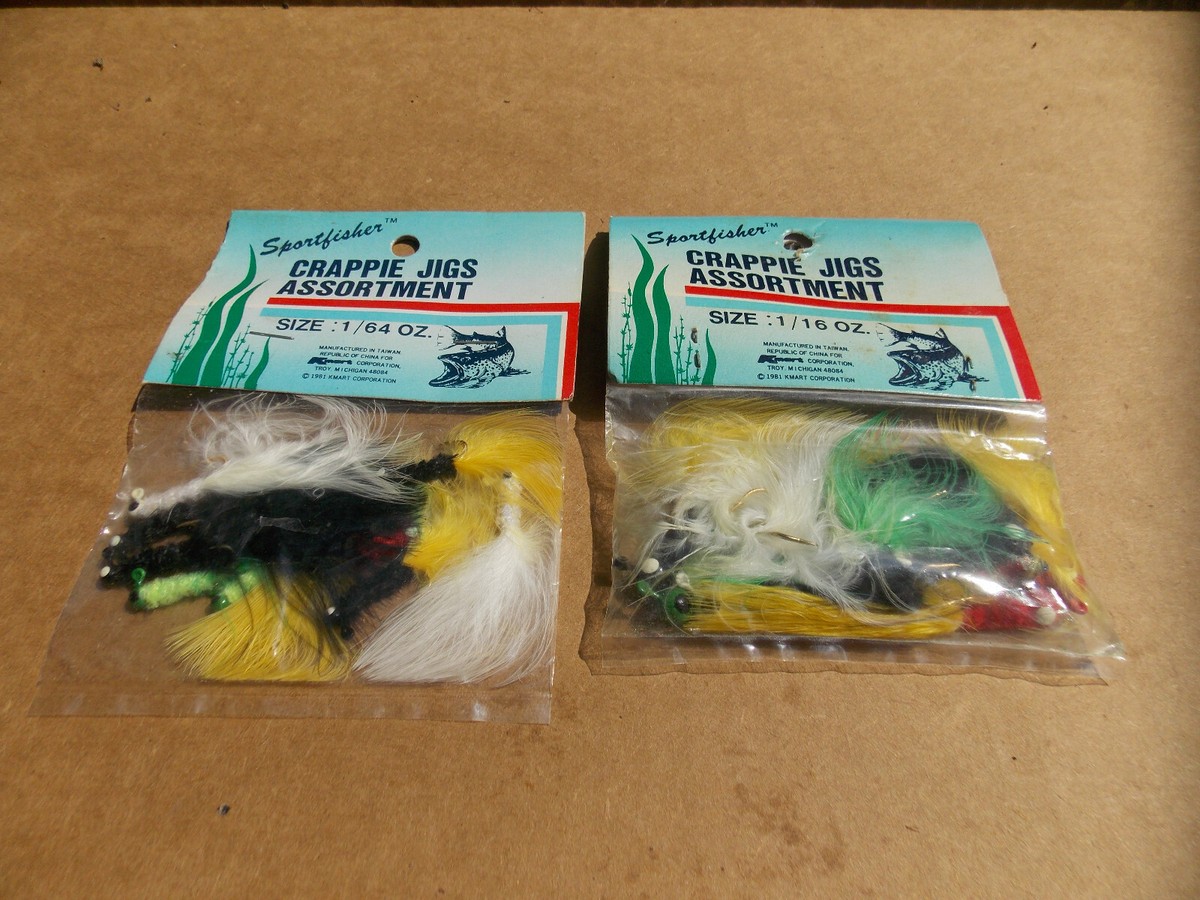 (2) NEW 1981 Sportfisher Crappie Jigs 10 Packs 1/64oz & 1/16oz COLLECTIBLE  9/25