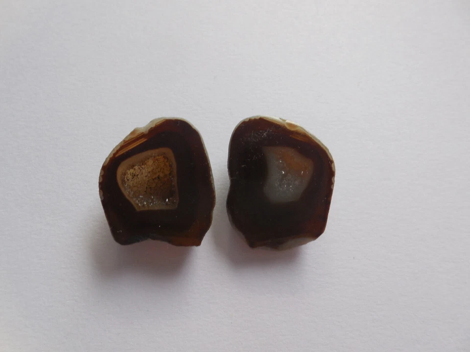 Par de ágata cabujón crudo geoda brillante cueva druzy de 2 Ps cuarzo suelto natural Foto 4 de 4