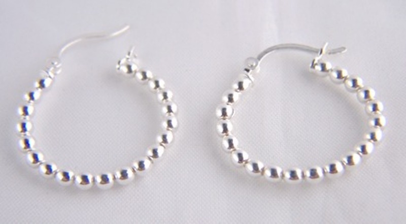 Sterling Silver 925 Ribbed Hoop Creole Earrings - 20mm Diameter Hinged Hoops - Nickel-Free Italian Silver Earrings