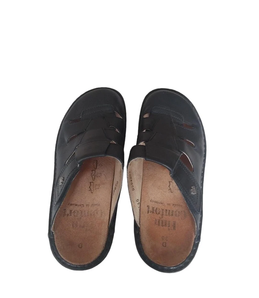 Sandalias Finn Comfort de cuero negro de pescador de mula zapatos Euro 36 para mujer Foto 3 de 4