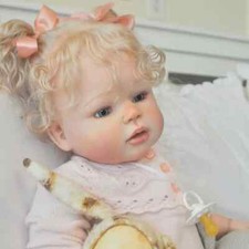 28" Finished Reborn Baby Doll Cute Toddler Girl Hand-Rooted Hair Cloth Body Gift
