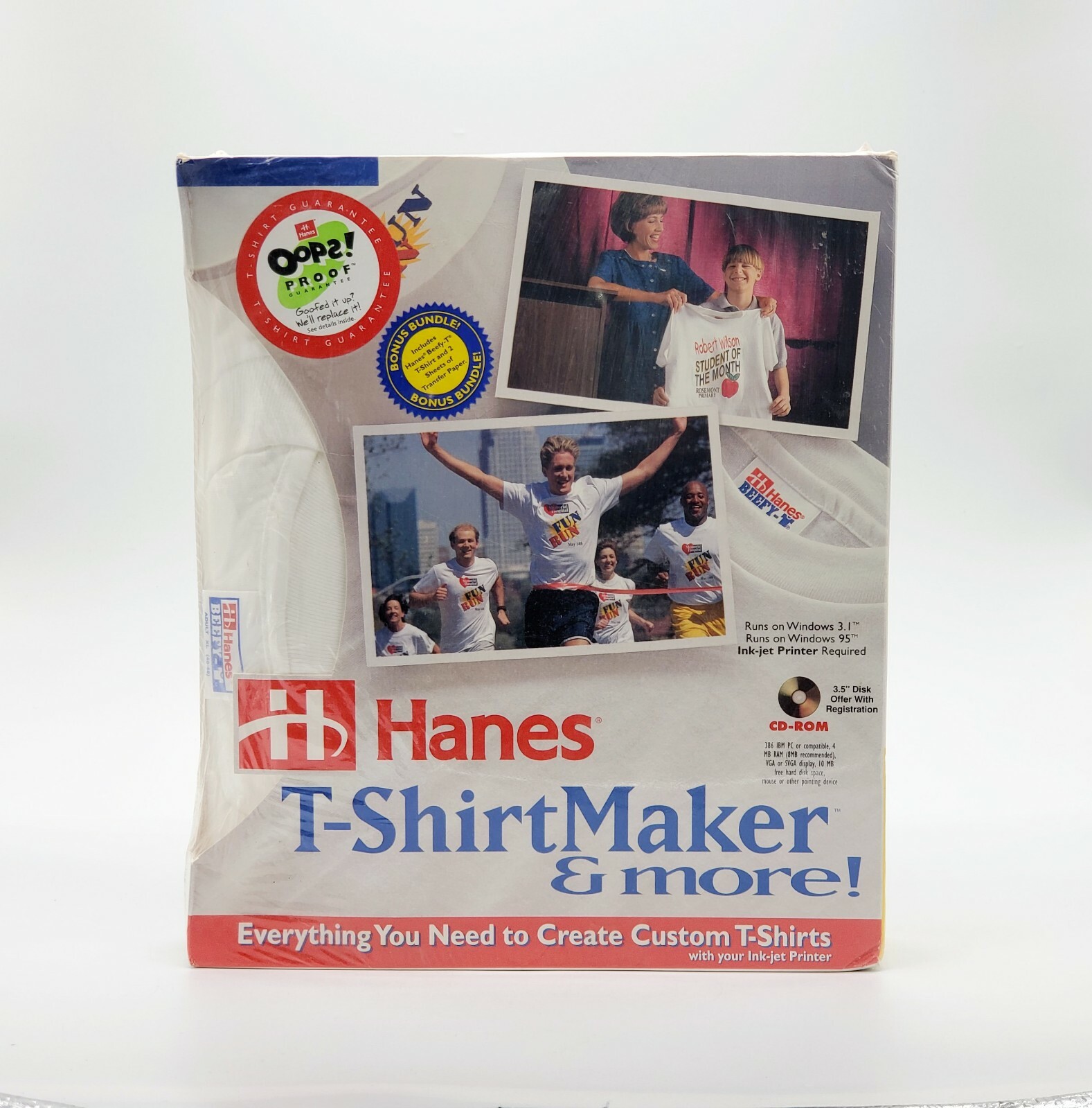 NEW Hanes TShirt Maker Kit Bonus Bundle CDRom Runs on Windows 3.1