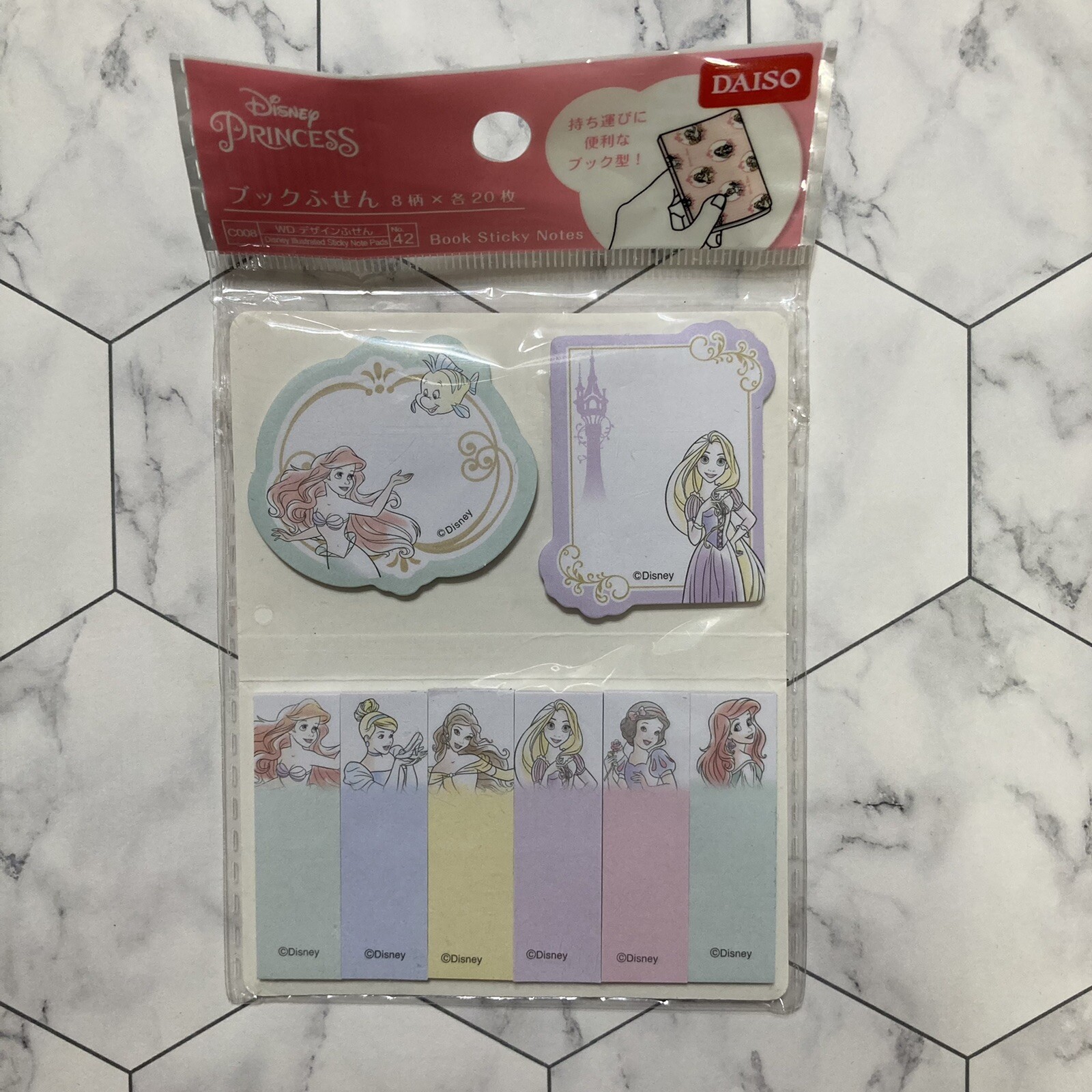 Disney Princess Sticky Notes Set Featuring Ariel Rapunzel Belle Snow White Daiso-image